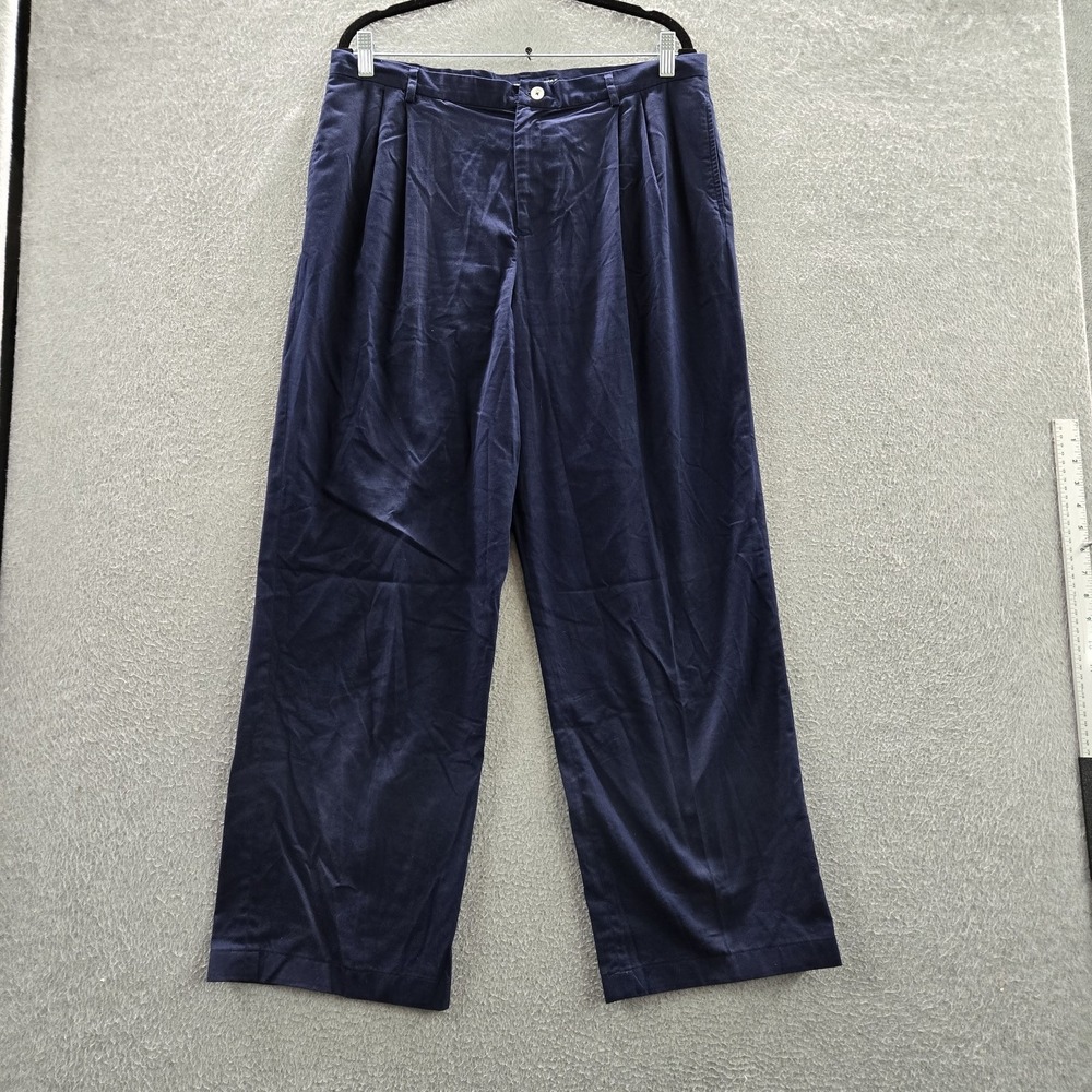 Ralph Lauren Golf Women Pants 14 Navy Blue Khakis Pants Wide Leg Relaxed Y2K